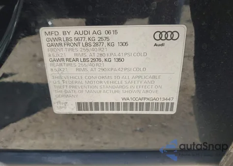 2016 Audi Sq5 3.0T Premium Plus from USA, damaged, VIN WA1CCAFPXGA013447